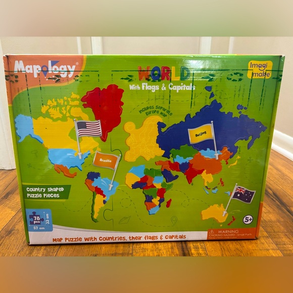 NWT Mapology World Map Puzzle with Countries, Flags and Capitals - Picture 1 of 14